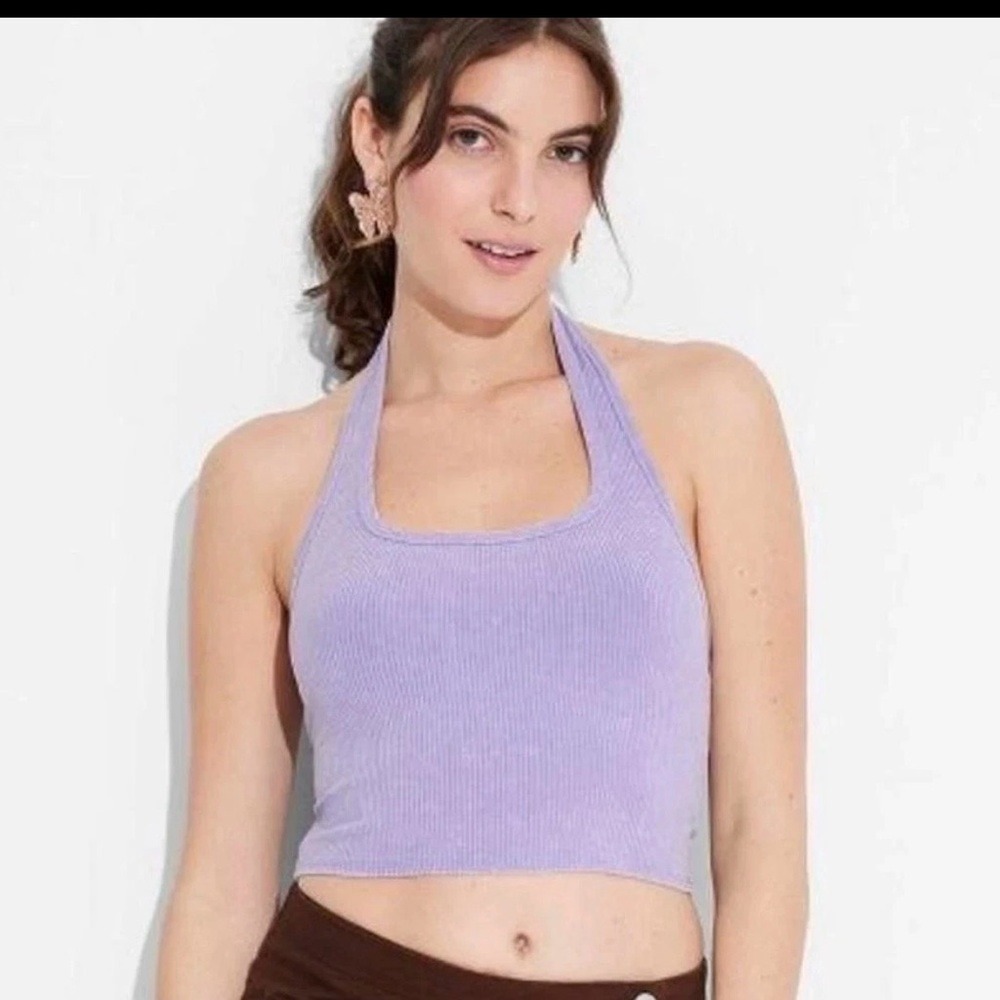 NWT Wild Fable Lilac Ribbed Halter Crop Top Shirt Size‎ XXS - Picture 2 of 8